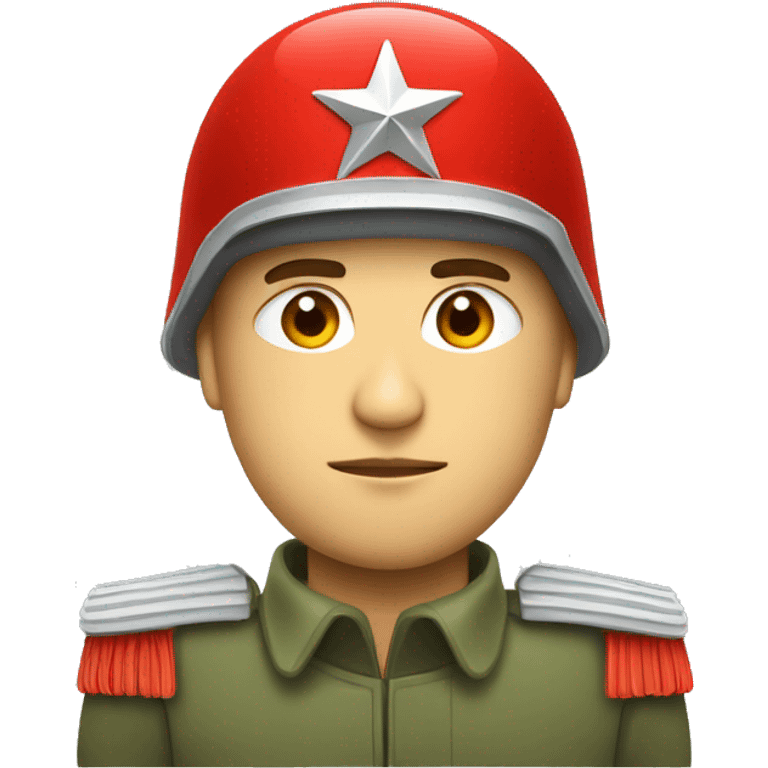 ussr soldier serious with military helmet with red star emoji