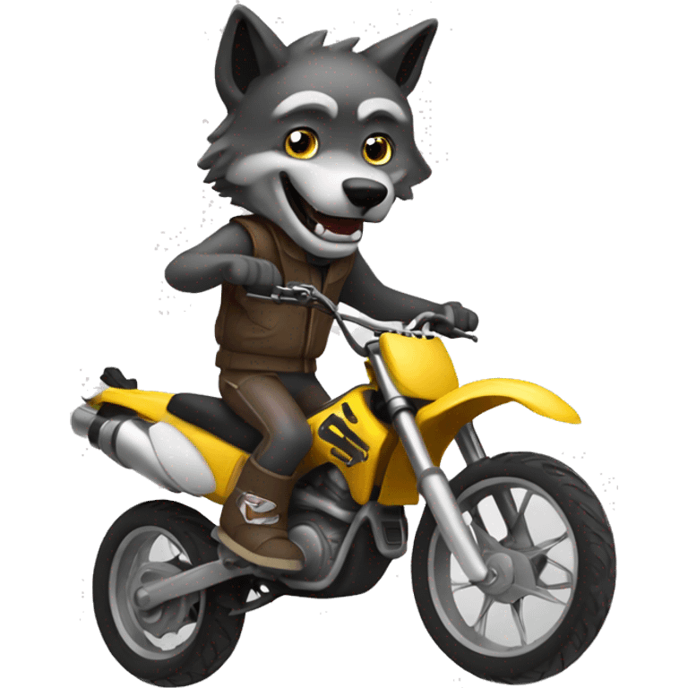 Wolf riding a dirtbike  emoji