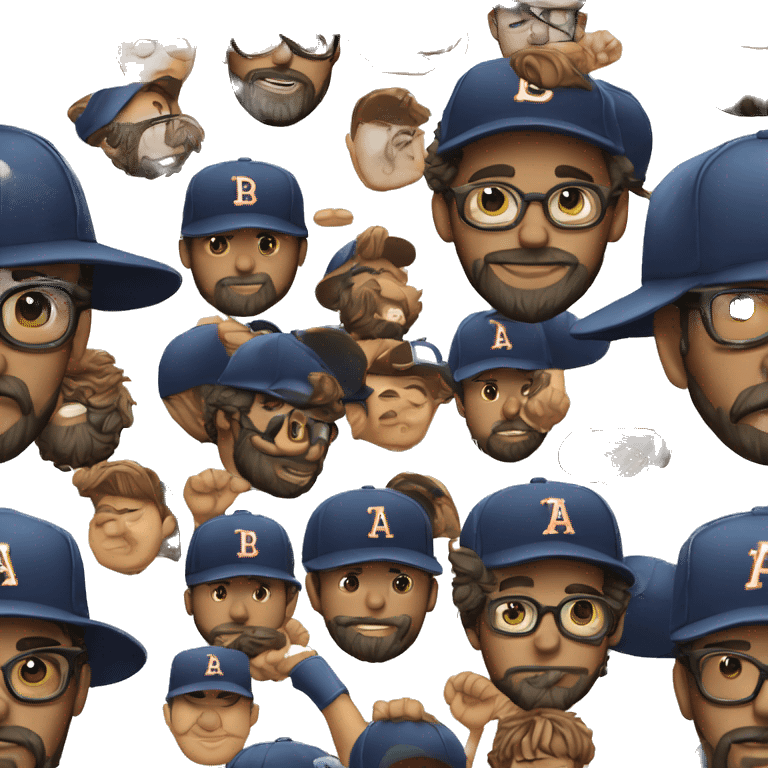 homem de barba e óculos escuro e boné de baseball emoji