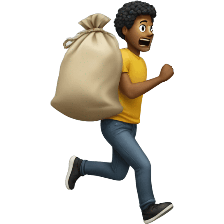 someone running away with a bag of money emoji