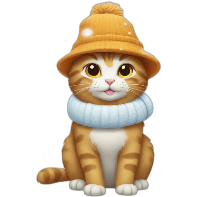 cat with snow in hat emoji