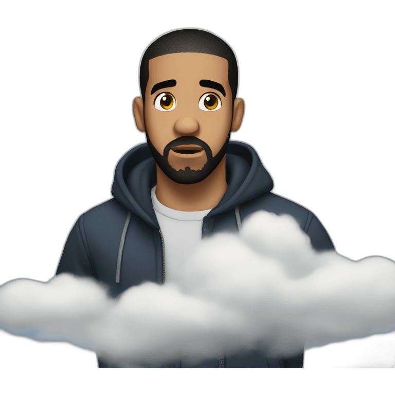 drake scared with clouds around his head emoji