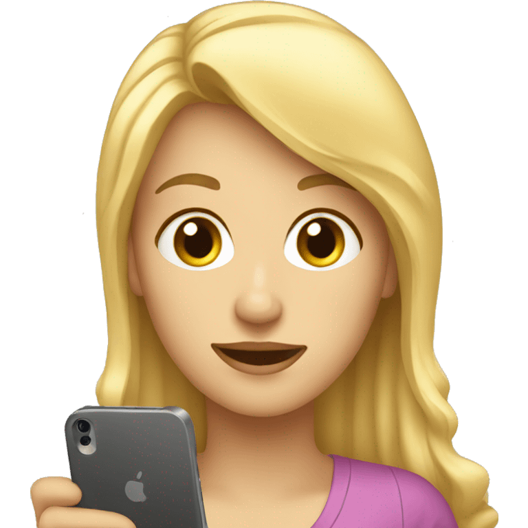 mujer rubia con smartphone emoji