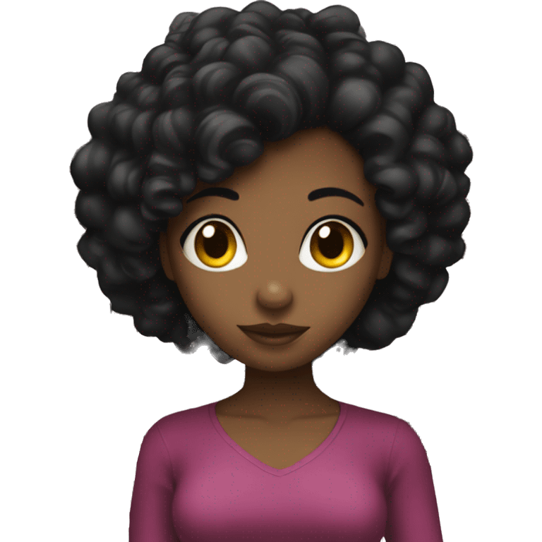 Black girl with hot black hair emoji