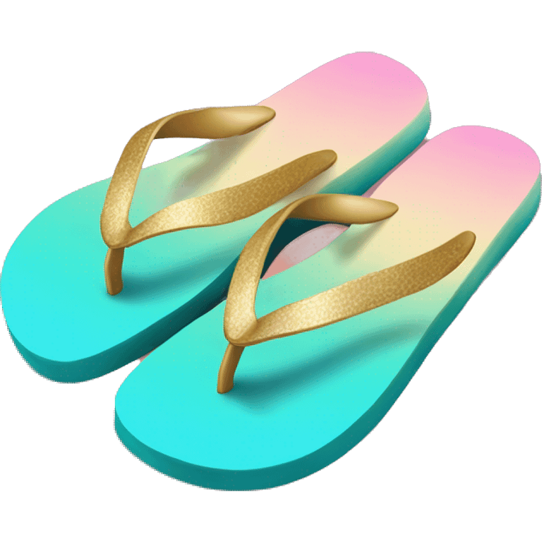 Realistic teal pink and gold ombre flip flop. emoji