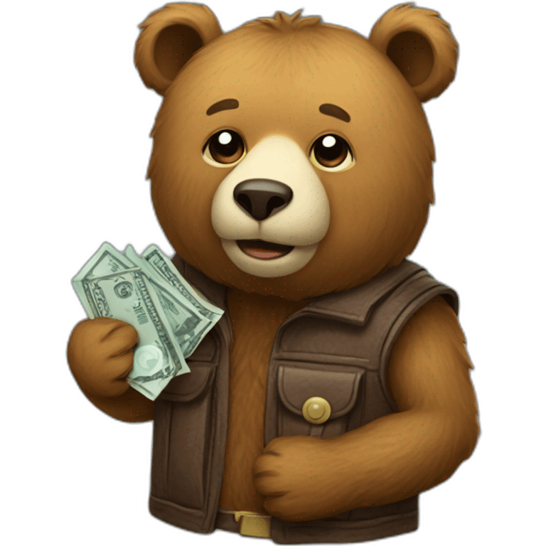 Bear with wallet crypto emoji