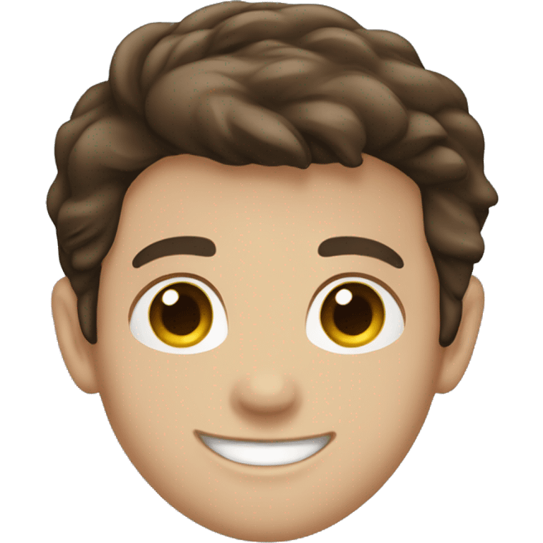 Boy smile big easy brown hair and dark blue panama emoji