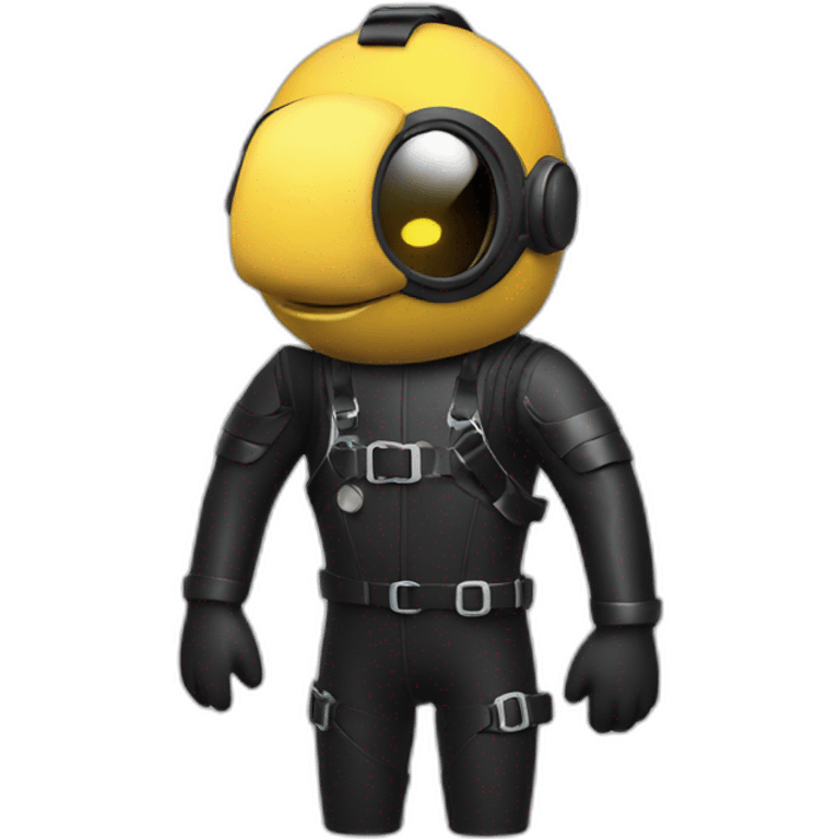 pony in black rubber shiny diving suit emoji