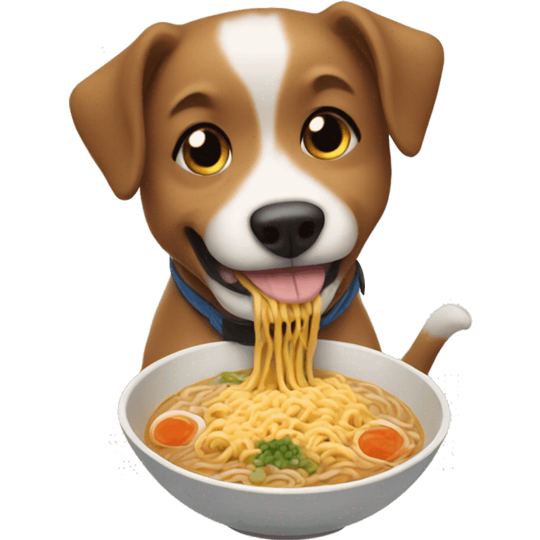 Dog eating a bowl of ramen emoji