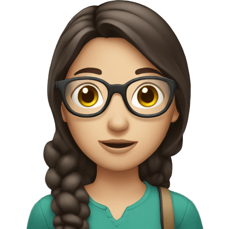 Brunette girl with camera emoji