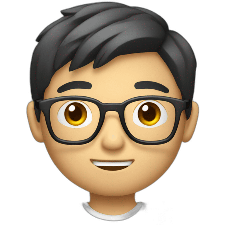 asian boy in specs with a dumbell emoji