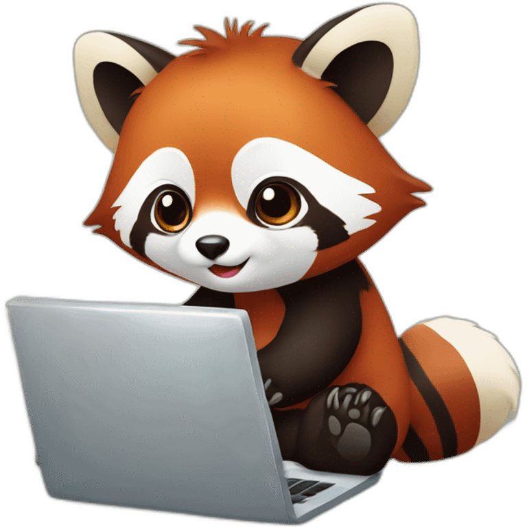 Red panda with computer emoji