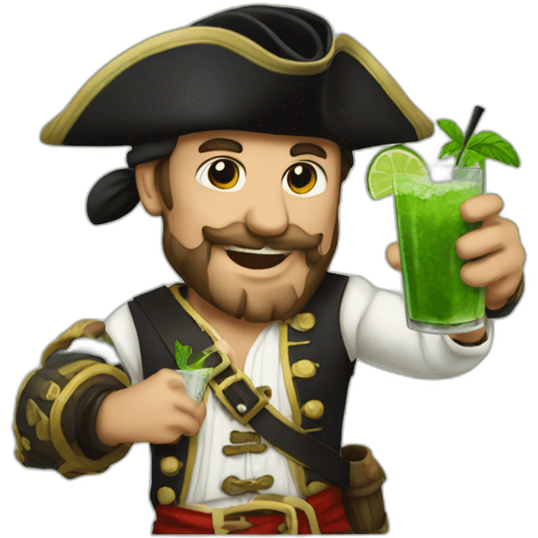 white pirate drinking mojito emoji