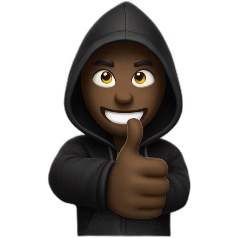 thumbs up sinister black hooded character emoji