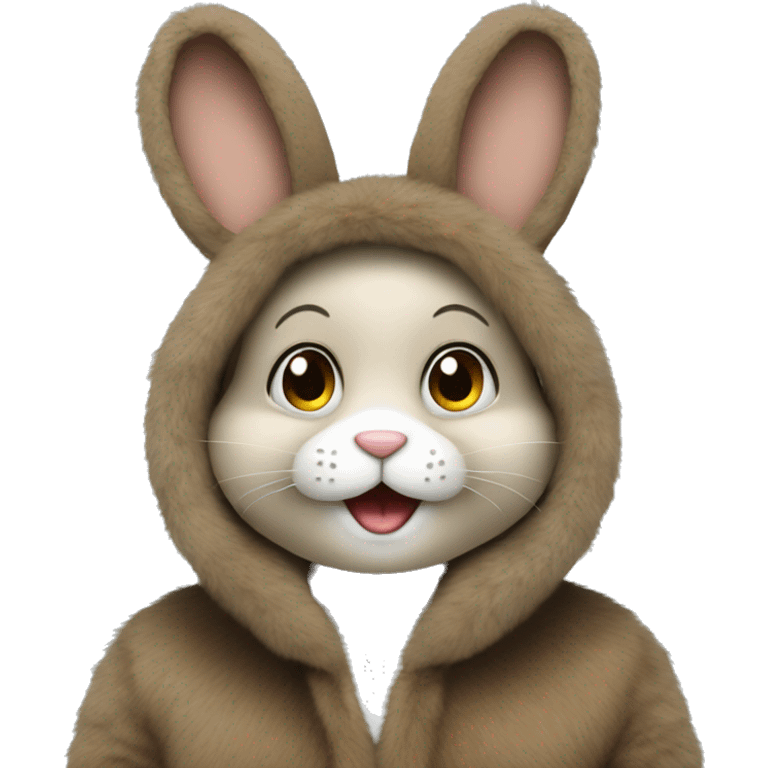 A bunny in a fur coat emoji