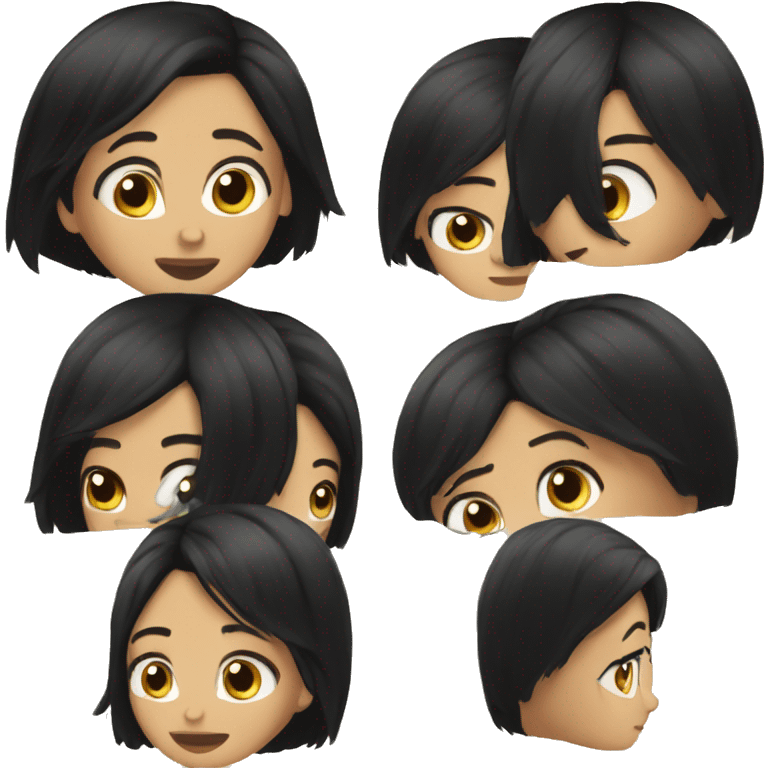 Female Germany leader, straight black hair, black hair emoji