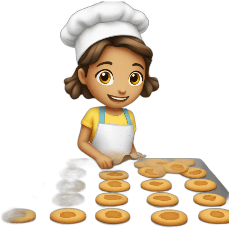 Small girl  baking cookies emoji