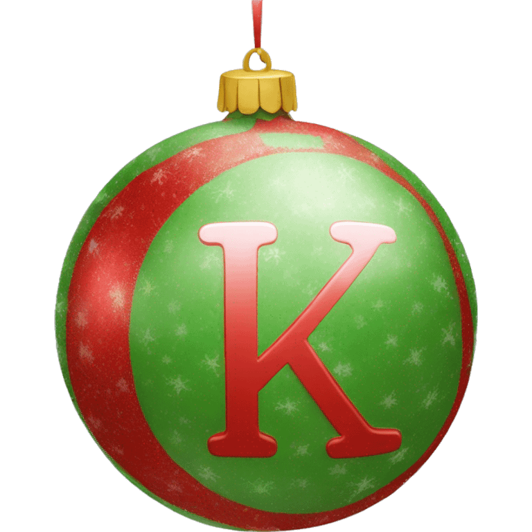 A hanging Christmas ball with the letter K in the middle of it emoji