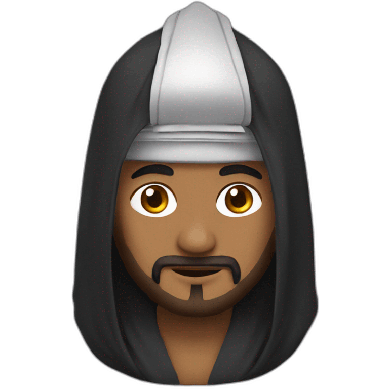 Shaikh wearing robe and full head helmet emoji