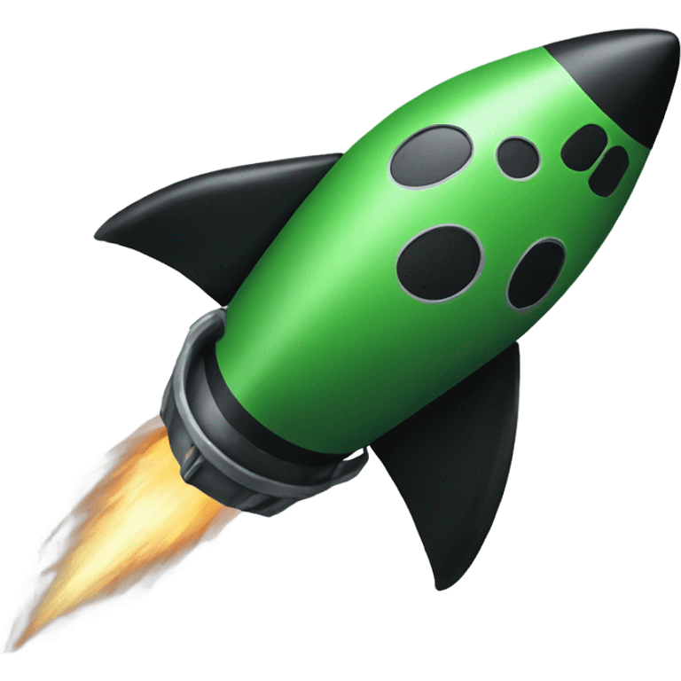 green and black rocket ship emoji