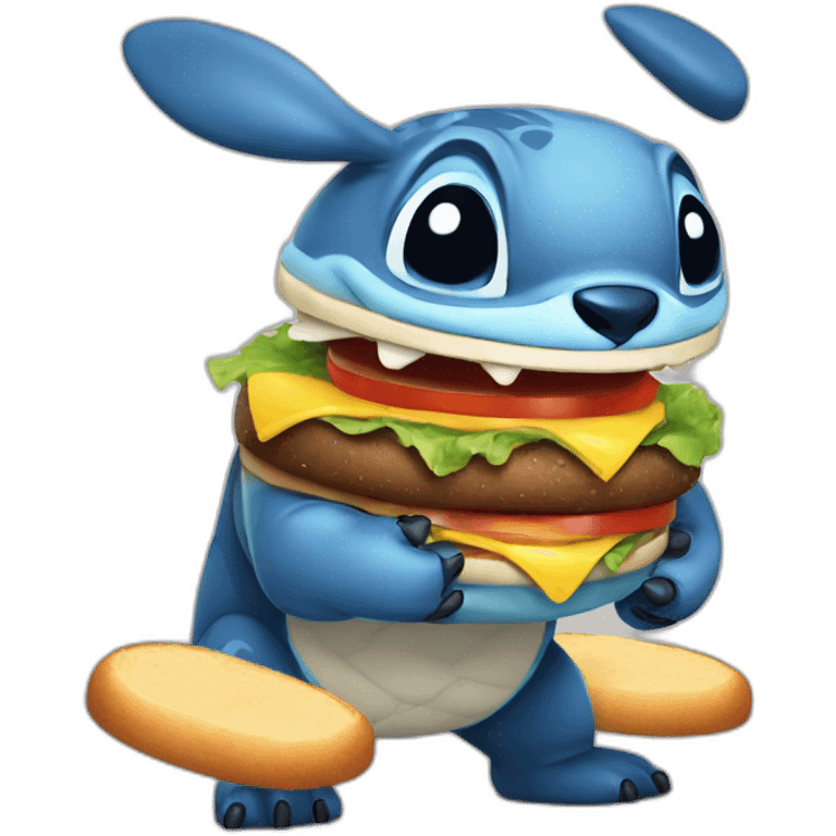 Stitch qui mange un burger emoji