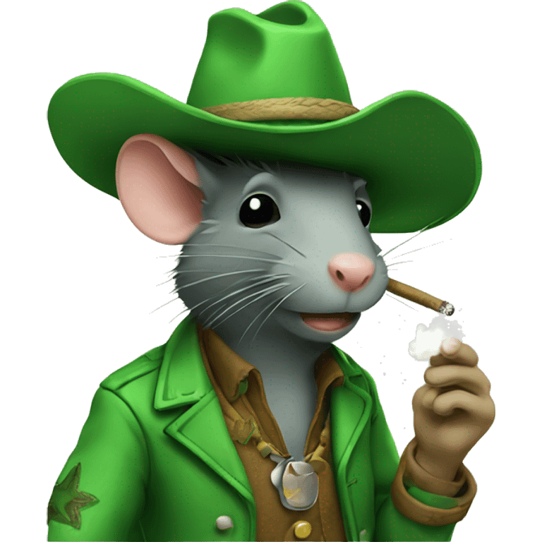 Green cowboy rat smoking emoji