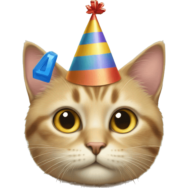 cat wearing a birthday hat winning at scrabble emoji