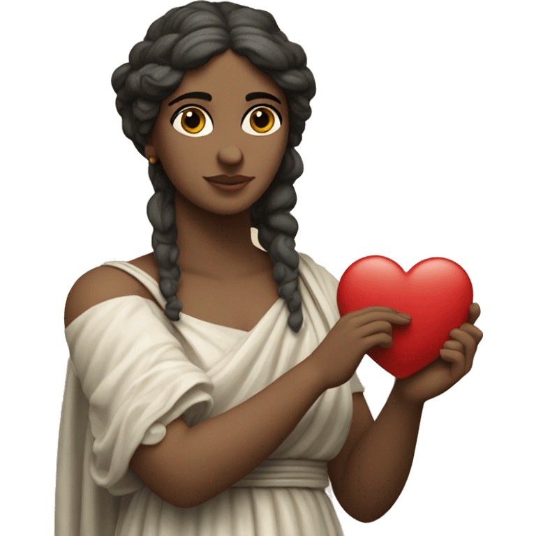 Greek Sappho holds a heart in her hand emoji