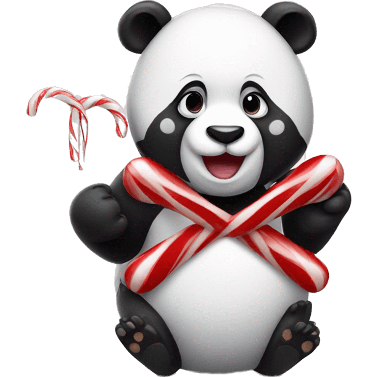 Panda and candy canes emoji