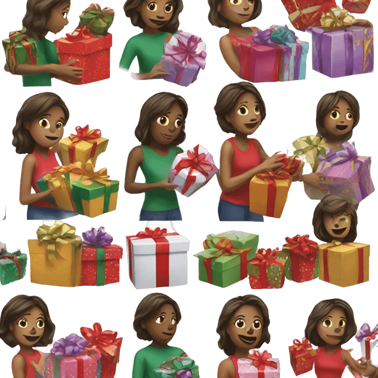 Girl opening Christmas presents  emoji