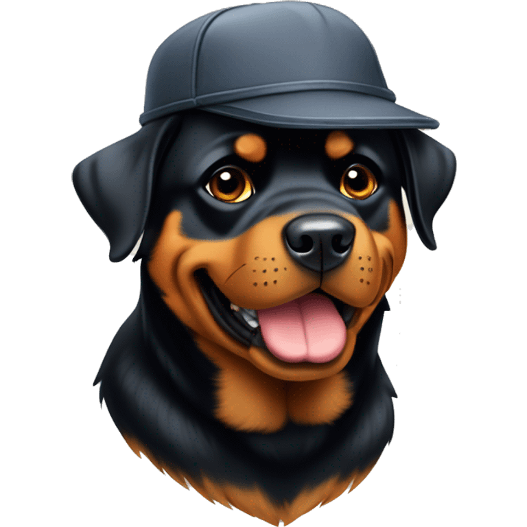 Rottweiler wearing trapper hat ￼ emoji