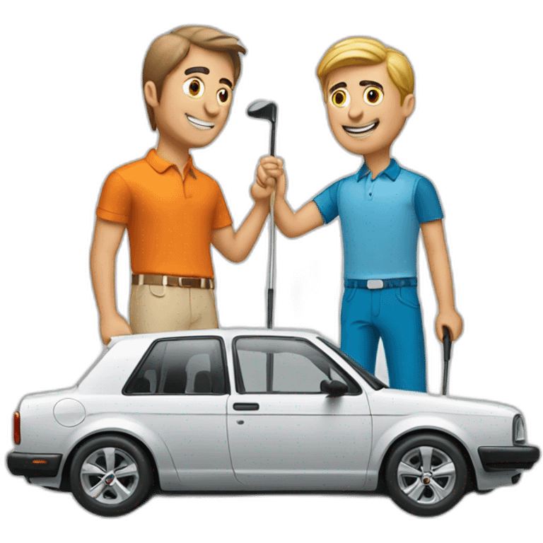 Golf guy and a car emoji