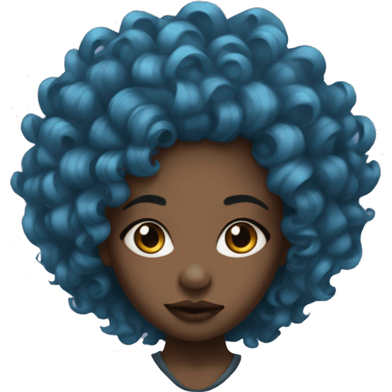 black girl with curly blue hair and a septum piercing  emoji