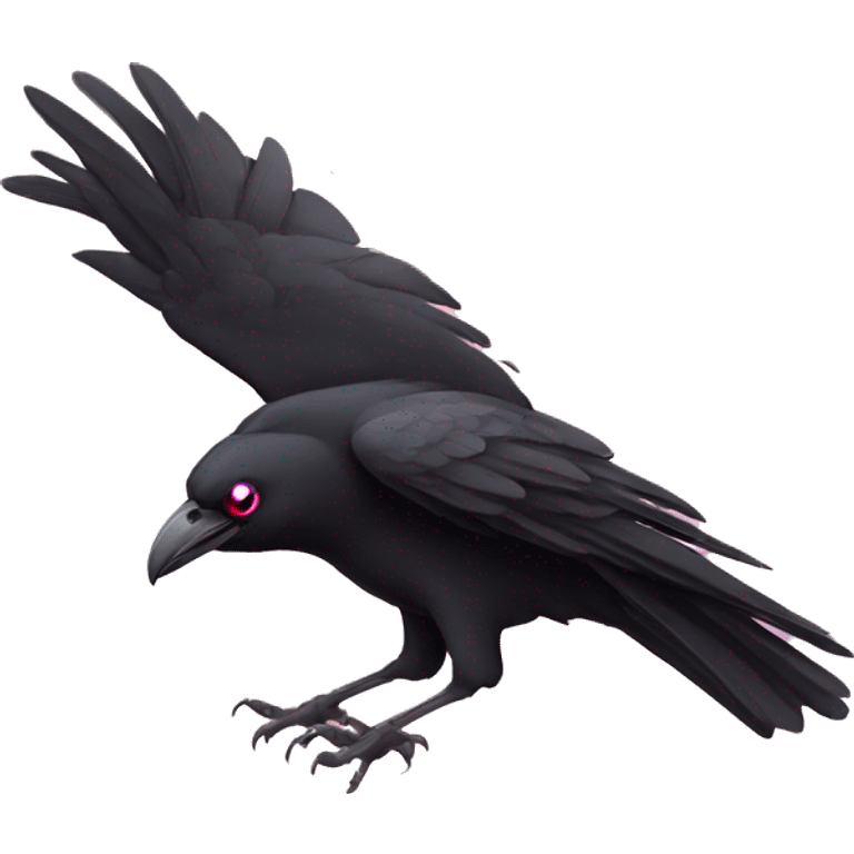 Flying crow with pink eyes emoji