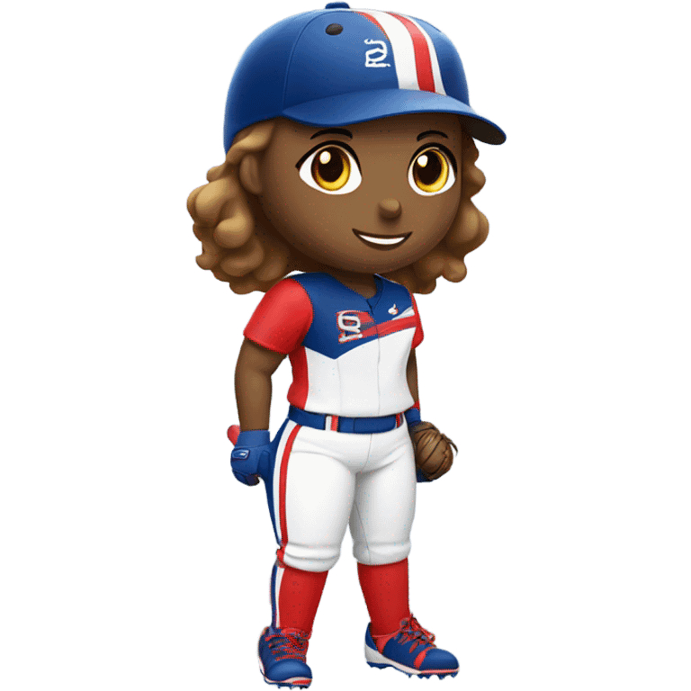 Softball player in red white blue uniform  emoji