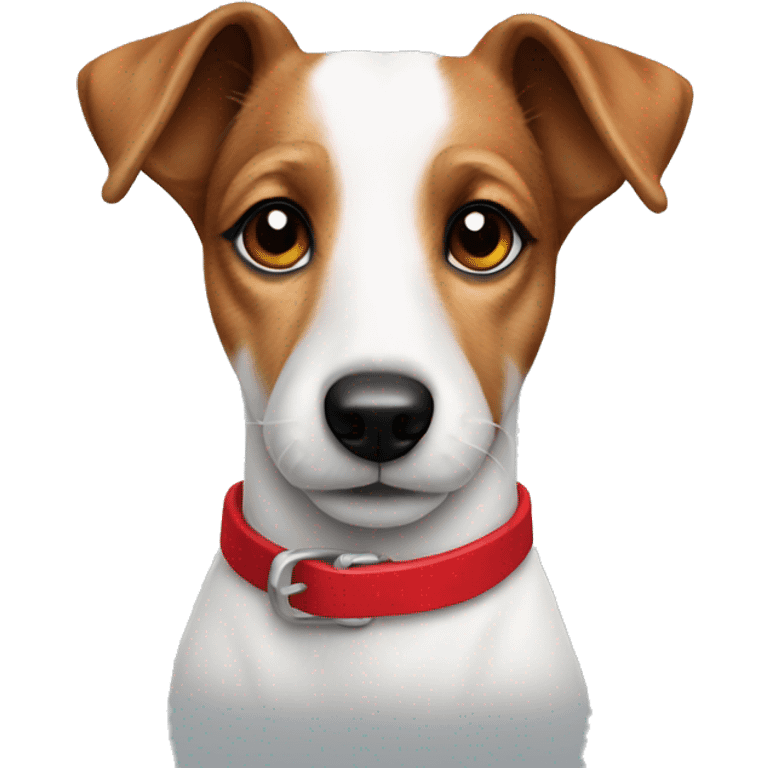 realistic jack Russell dog with red collar  emoji