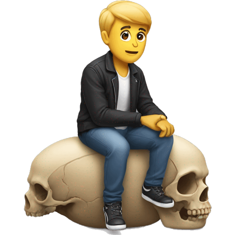 Man sitting on a skull emoji