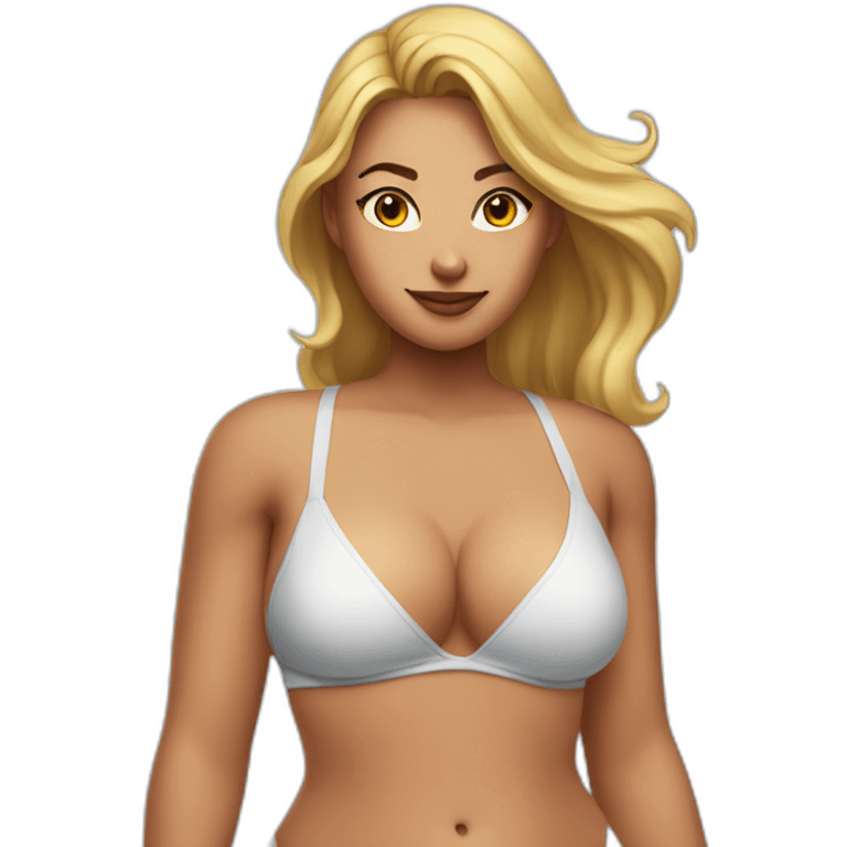 Slim-Thicc caucasian woman swimsuit posing emoji