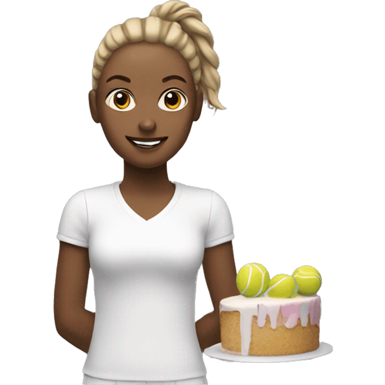 Tennis player with cake white girl emoji