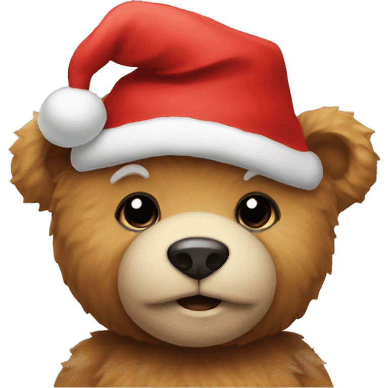 A teddybear with a christmas hat emoji