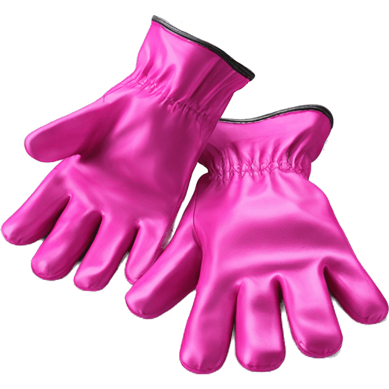 Realistic metallic hot pink work gloves isolated.  emoji