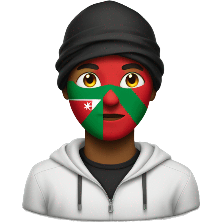 hacker wearing black with Oman flag color  emoji