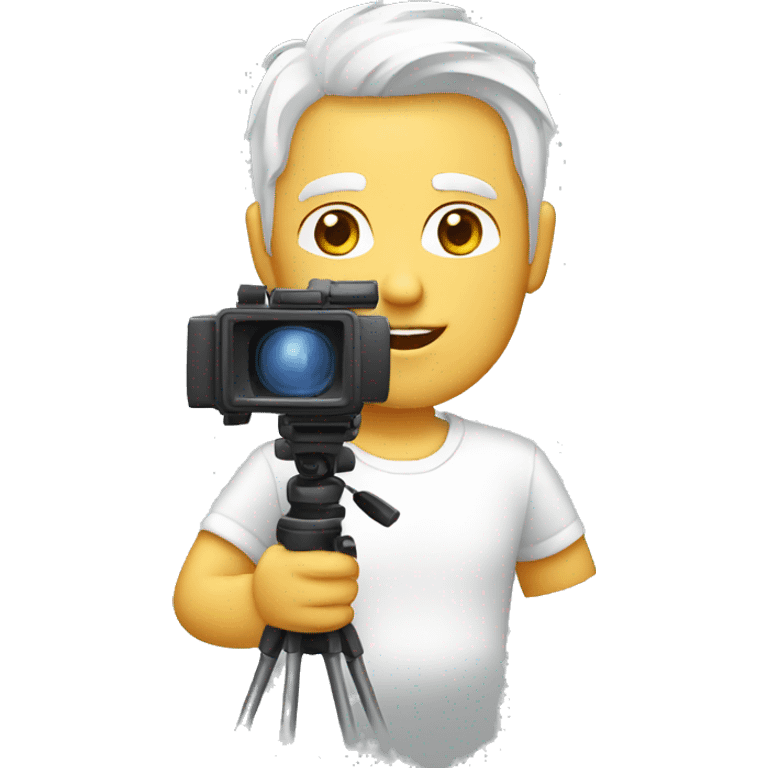 TV Cameraman with white hair and white t-shirt emoji