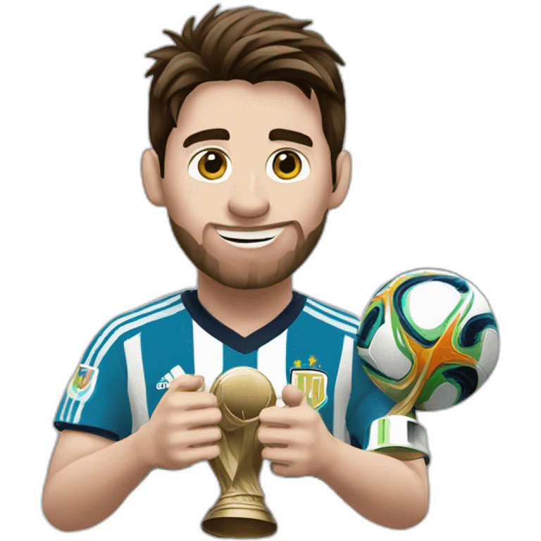 messi world champion with world cup in hand emoji