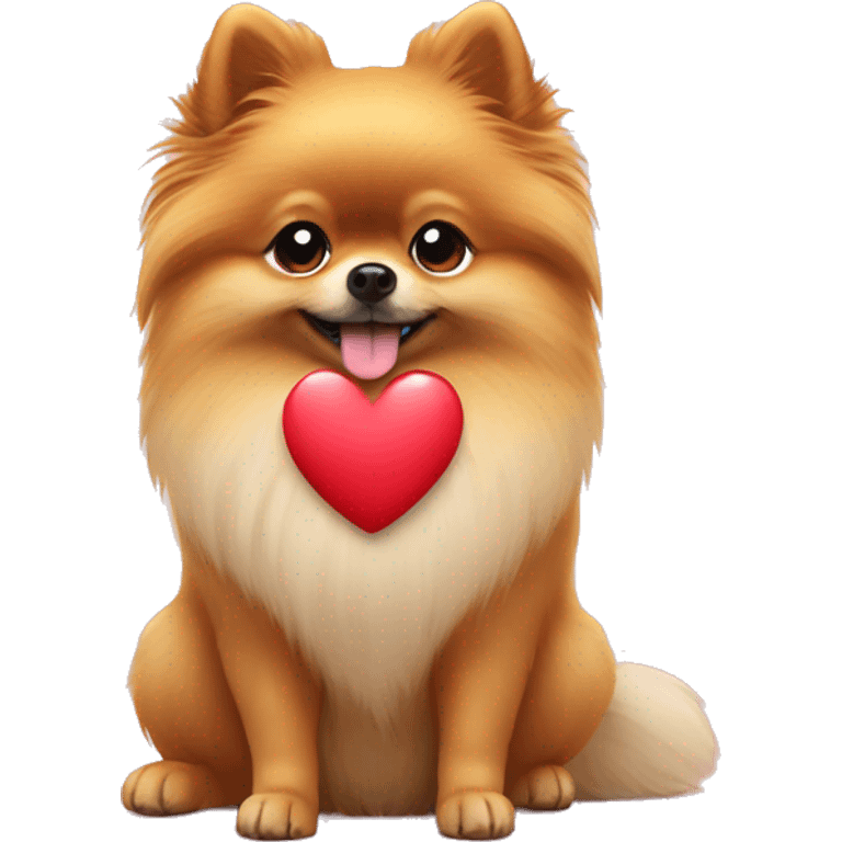 Pomeranian making a heart with his paws emoji