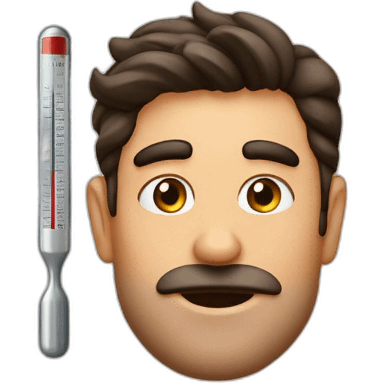 Brow hair Italian guy,covid,thermometer in mouth emoji