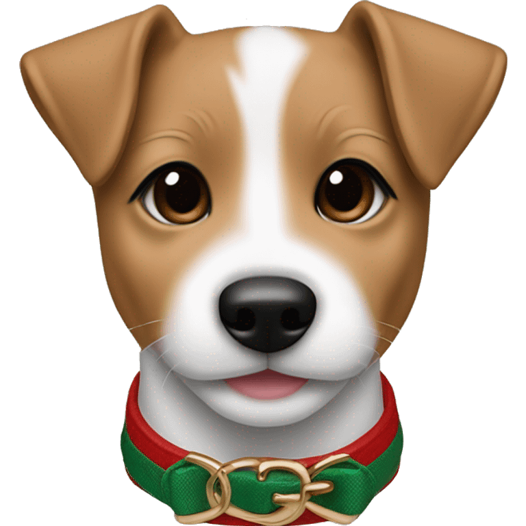 baby jack russell terrier light brown wearing gucci green and red emoji