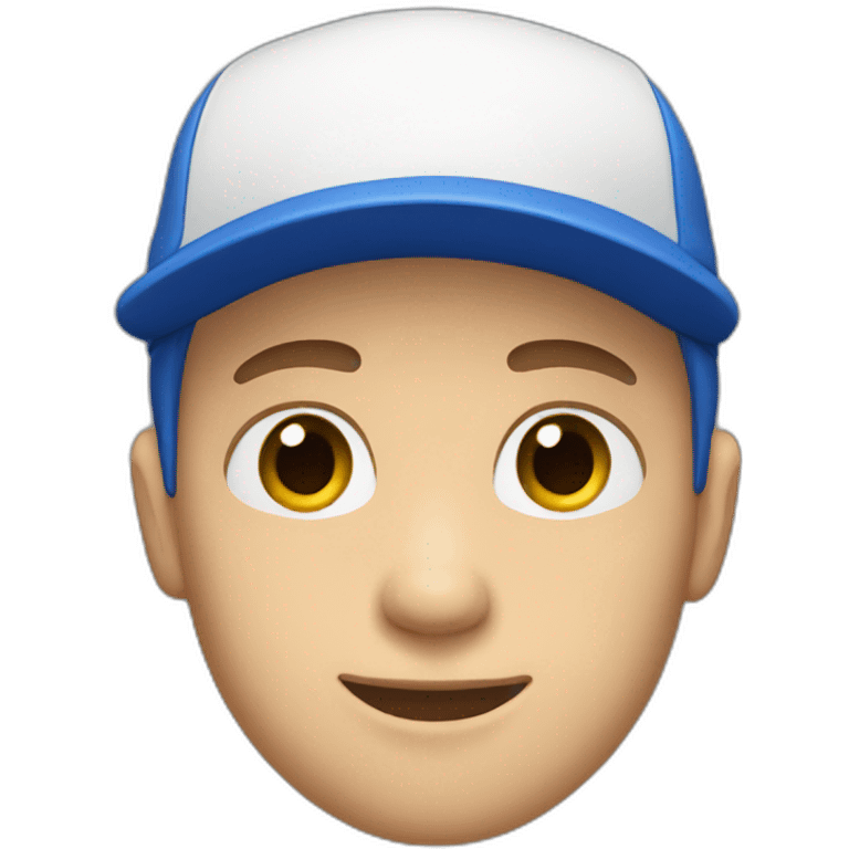 young white man with blue cap and white tshirt emoji