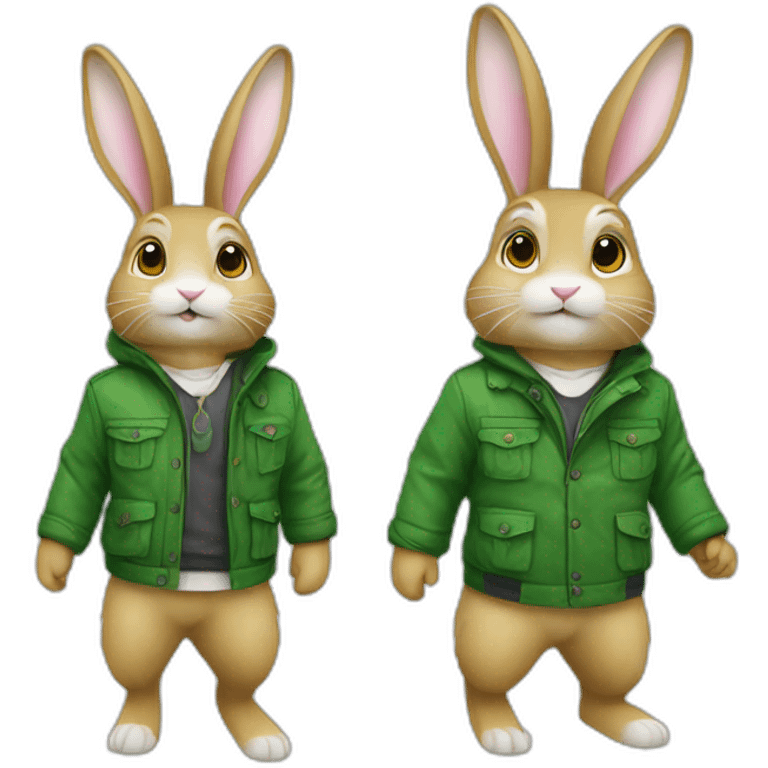 Lapin avec veste verte énervé  emoji