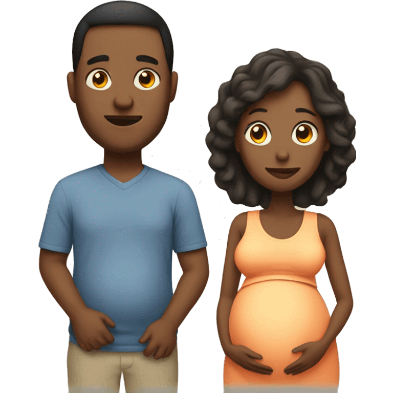 A pregnant woman with her husband  emoji